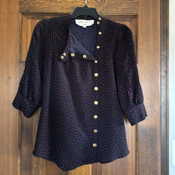 Lauren Moffatt asymmetric snap front blouse S - Picture 9 of 9